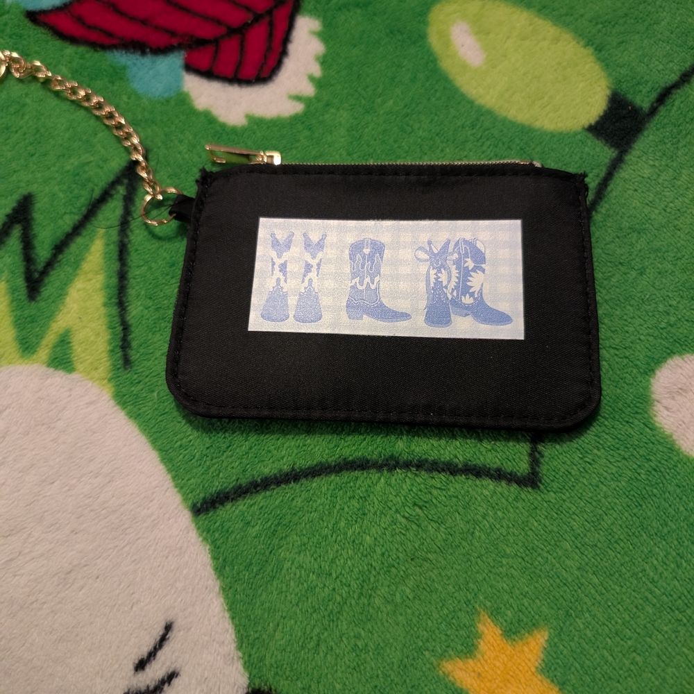 Black Wallet with Blue Boot Design
